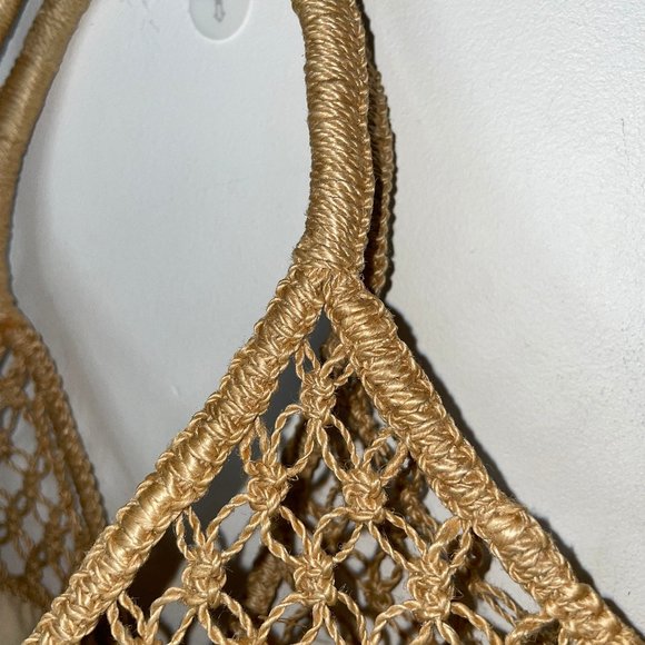 Handmade Straw Natural Raffia Crochet Small Tote Shopper Bag Cotton Lining sta - Picture 2 of 10